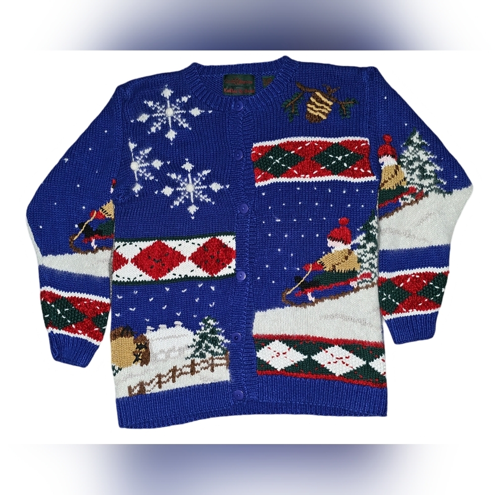 Croft & Barrow Vintage Knitted By Hamd Christmas Winter Cardigan XS EUC - Picture 7 of 13